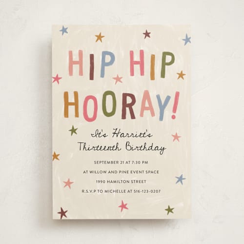 This is a bloom party invitations with standard by Kercia Jane called hip hip hooray printing on signature in standard