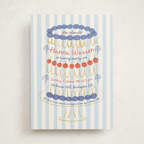 This is a glacier party invitations with standard by Zove Ahhh called whimsical cake printing on signature in standard