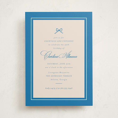 This is a ocean party invitations with standard by Owl and Toad called little bow printing on signature in standard