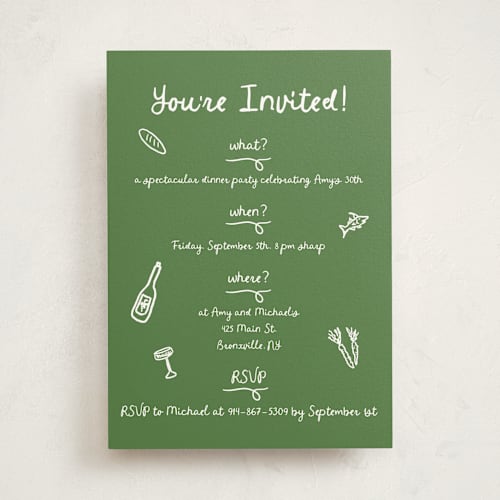 This is a forest party invitations with standard by Cotton and Bow called first course party printing on signature in standard