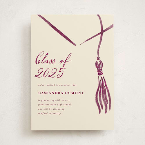 This is a royal graduation announcements with standard by Jamie Alexander called inked printing on signature in standard