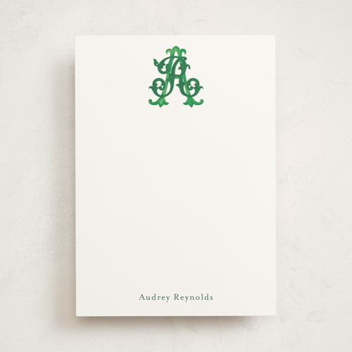 This is a evergreen personalized stationery thank you cards with standard by Jenna Holcomb called new orleans crest printing on signature in 5x7