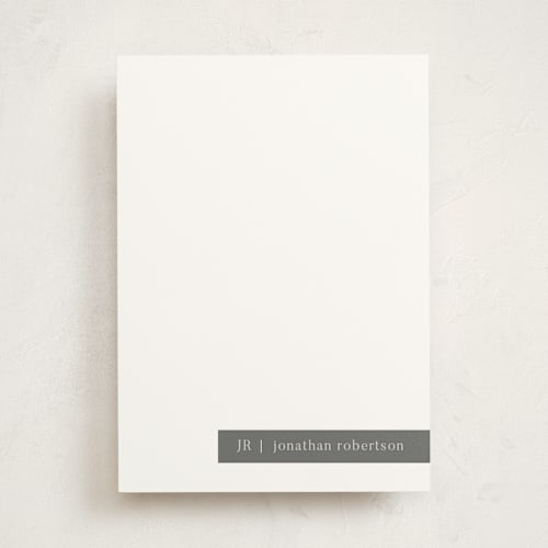 This is a charcoal personalized stationery thank you cards with standard by Stacy Maalouf called minimalist tag printing on signature in 5x7