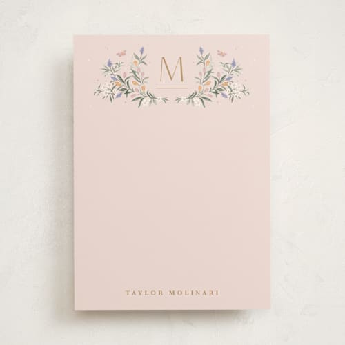 This is a rose personalized stationery thank you cards with standard by Kristen Smith called garden greens printing on signature in 5x7