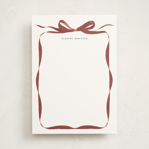 This is a nutmeg personalized stationery thank you cards with standard by Olivia Kanaley Inman called bow printing on signature in 5x7