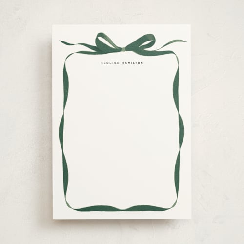This is a evergreen personalized stationery thank you cards with standard by Olivia Kanaley Inman called bow printing on signature in 5x7