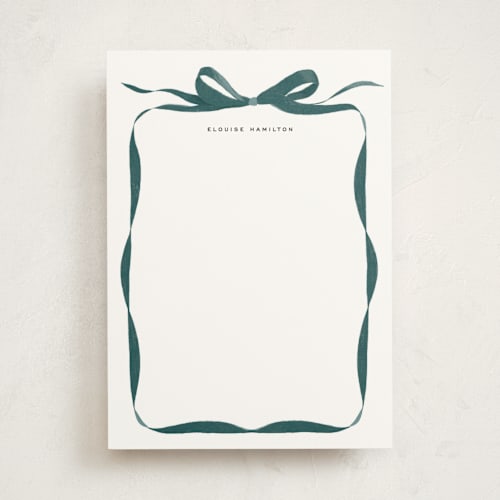 This is a midnight personalized stationery thank you cards with standard by Olivia Kanaley Inman called bow printing on signature in 5x7