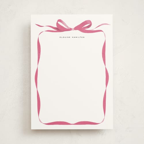 This is a candy personalized stationery thank you cards with standard by Olivia Kanaley Inman called bow printing on signature in 5x7