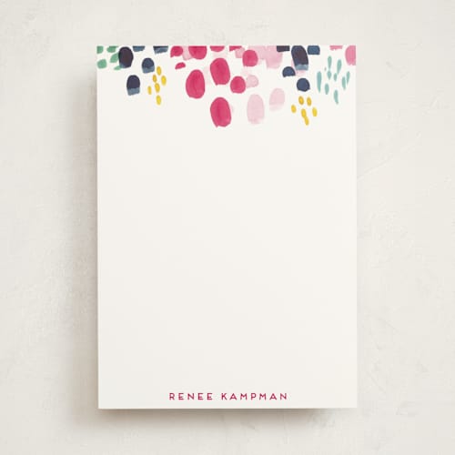 This is a wild strawberry personalized stationery thank you cards with standard by Holly Whitcomb called abstract floral printing on signature in 5x7