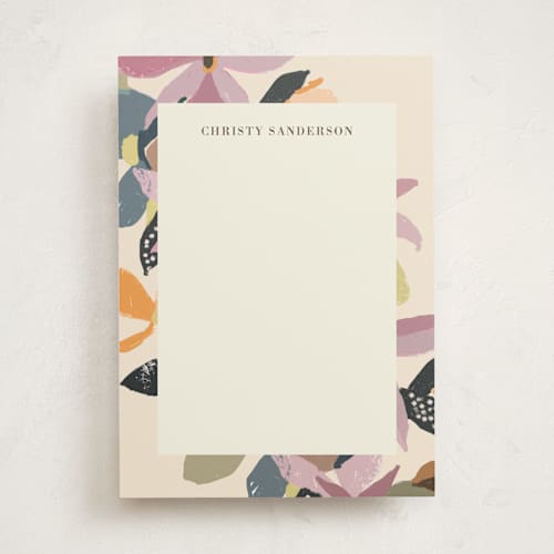 This is a mauve personalized stationery thank you cards with standard by Peony Rose Design called flower press printing on signature in 5x7