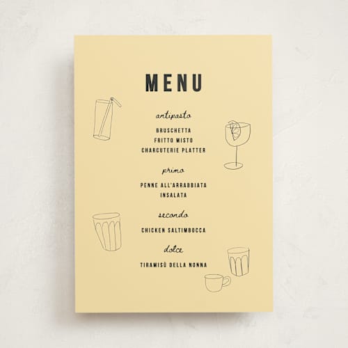 This is a crema part menus with standard by Claire called aperol printing on signature in standard