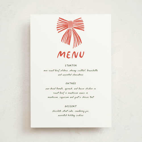 This is a poinsettia part menus with standard by Angela Marzuki called party bow printing on signature in standard
