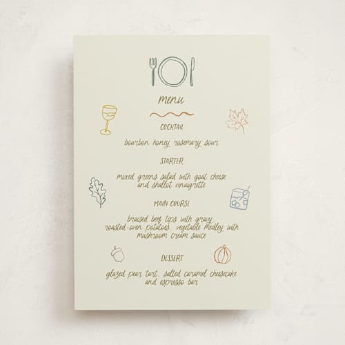 This is a vintage part menus with standard by Kelly Watkins called autumn party printing on signature in standard