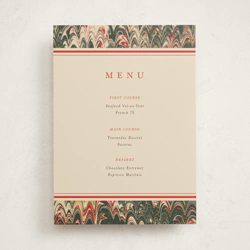 This is a festive part menus with standard by Claire called book printing on signature in standard