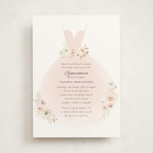 This is a blush sweet sixteen birthday party invitations with standard by Itsy Belle Studio called aura botánica printing on signature in standard