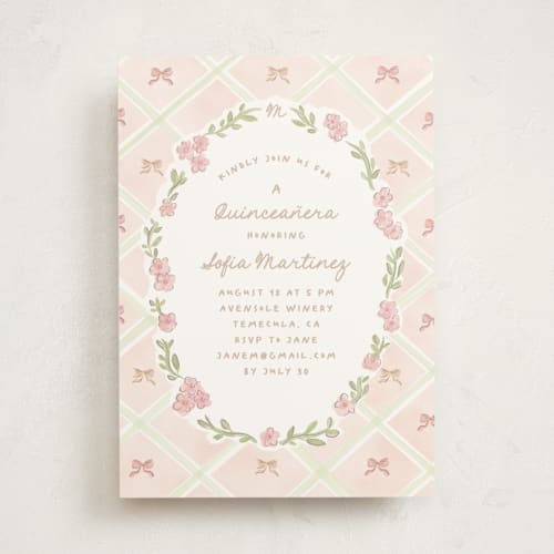 This is a blush sweet sixteen birthday party invitations with standard by Creo Study called quinceanera garden printing on signature in standard