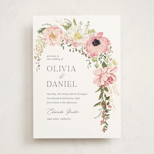This is a peony unique wedding programs with foil pressed by Susan Moyal called timeless blooms printing on signature in folded