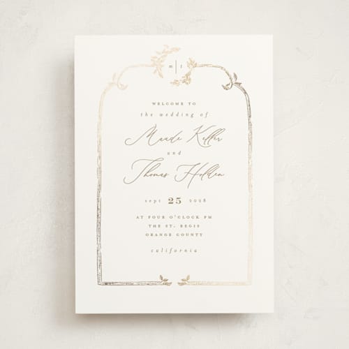 This is a porcelain unique wedding programs with foil pressed by Leah Bisch called reflection printing on signature in folded