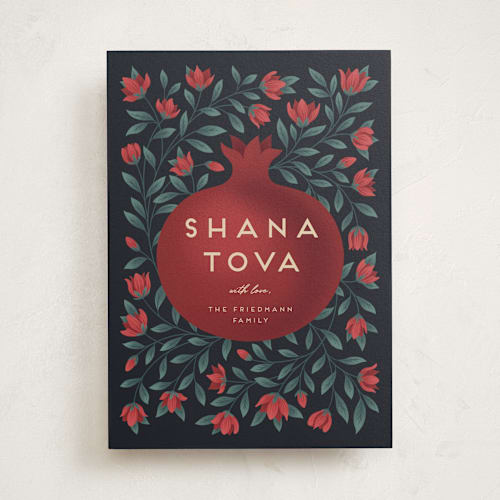 This is a evergreen rosh hashanah cards by Jamie Alexander called shana tova printing on signature in standard