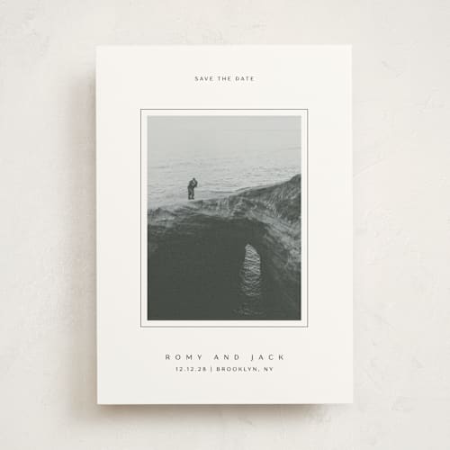 This is a wave save the date photo mount cards with standard by Yuliya Evseeva called breathe love printing on party paper in photo_mount