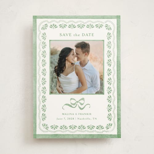 This is a meadow save the date with standard by Melanie Kosuge called charming printing on doublethick in photo_mount