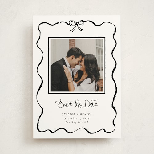 This is a ink save the date photo mount cards with standard by Cass Loh called quirky fun printing on party paper in photo_mount