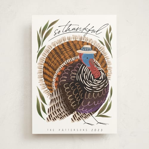 This is a grass thanksgiving cards invitations with standard by Grae called thankful turkey printing on signature in standard