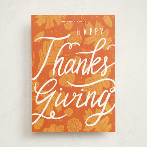 This is a fall leaf thanksgiving cards invitations with standard by Cindy Chu called thanksgiving blessing printing on signature in standard