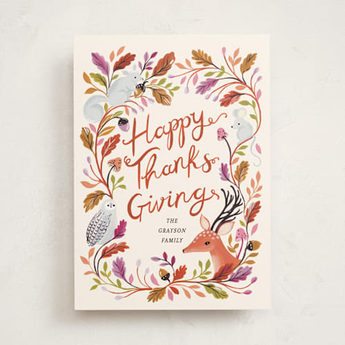 This is a fig thanksgiving cards invitations with standard by Sarah Knight called thankful forest printing on signature in standard