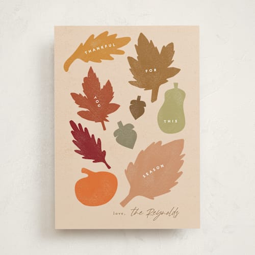 This is a fall leaf thanksgiving cards invitations with standard by Creo Study called fall shapes printing on signature in standard