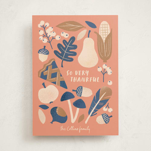 This is a pumpkin thanksgiving cards invitations with standard by Leia Matt called autumn gathering printing on signature in standard