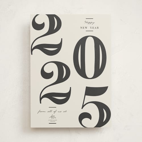 This is a charcoal business holiday cards with standard by Oma N. Ramkhelawan called bold year printing on signature in standard