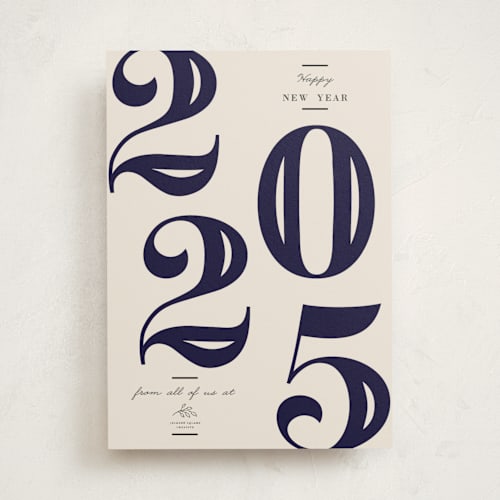 This is a midnight business holiday cards with standard by Oma N. Ramkhelawan called bold year printing on signature in standard