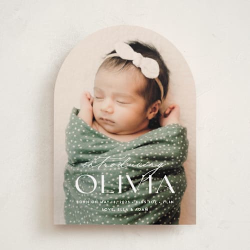 This is a natural birth announcements with standard by Ana Sharpe called bold introduction printing on smooth signature in standard