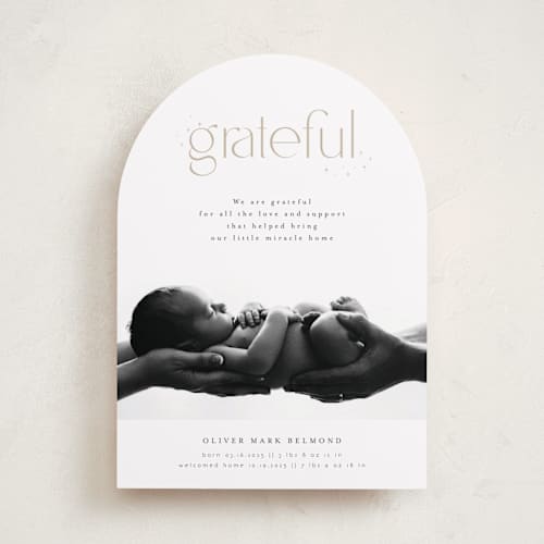 This is a stars birth announcements with standard by Orasie called grateful printing on smooth signature in standard