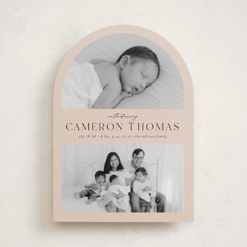 This is a sand birth announcements with standard by Ashley Iwafuchi called simply introducing printing on recycled smooth signature in standard