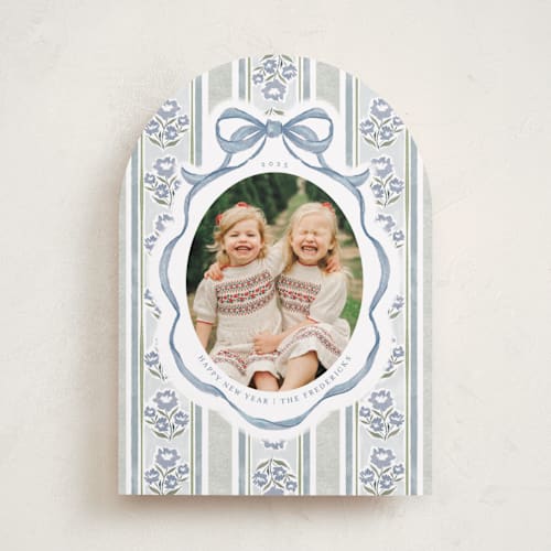 This is a blueberry photo christmas cards with standard by Jackie Crawford called wildflower holiday ribbon printing on recycled smooth signature in standard