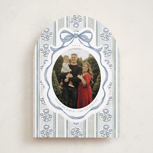 This is a blueberry photo christmas cards with standard by Jackie Crawford called wildflower holiday ribbon printing on recycled smooth signature in standard