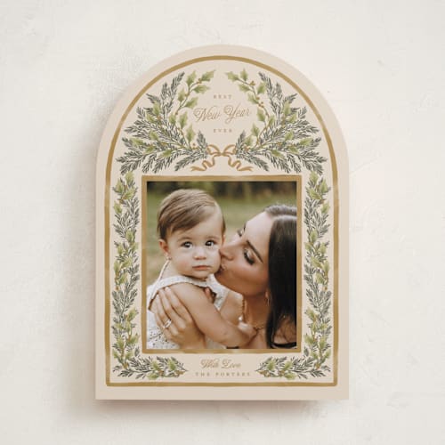 This is a champagne photo christmas cards with standard by Leah Bisch called outlined printing on recycled smooth signature in standard