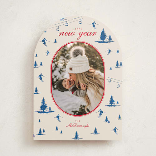 This is a blue jay photo christmas cards with standard by Jen Ramsey called ski time printing on recycled smooth signature in standard