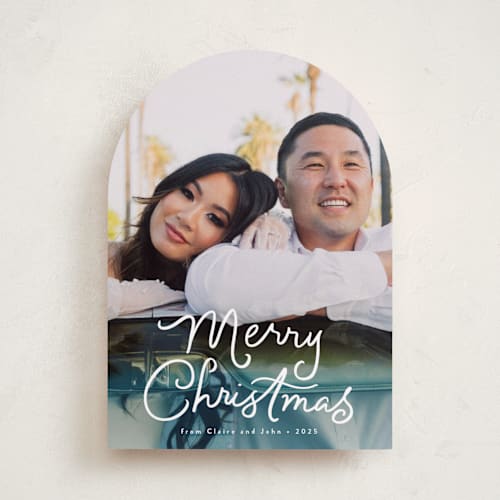 This is a snow photo christmas cards with standard by Everett Paper Goods called treacle printing on recycled smooth signature in standard