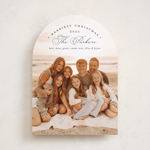 This is a midnight photo christmas cards with standard by Erica Krystek called arched type printing on recycled smooth signature in standard