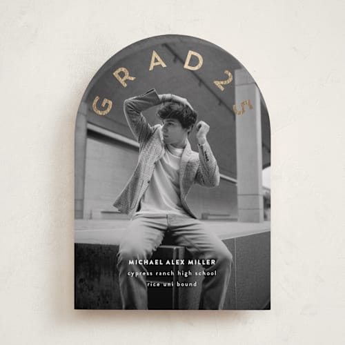 This is a cloud graduation announcements with foil pressed by Kristin Oliversen called classy arch grad printing on recycled smooth signature in standard
