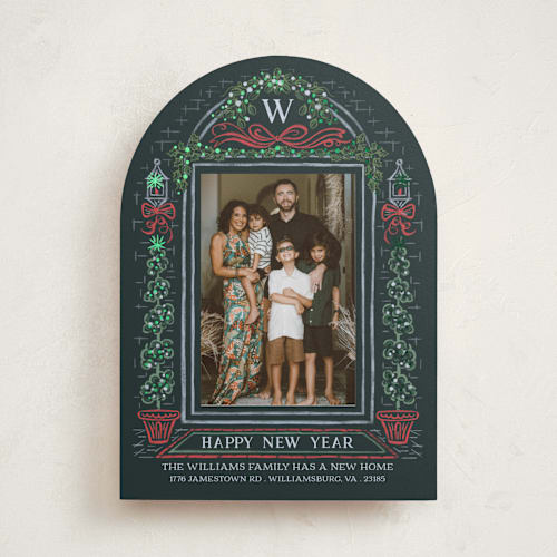 This is a forest foil pressed holiday cards with foil pressed by Paper Sun Studio called colonial christmas printing on recycled smooth signature in standard