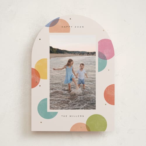 This is a candy jar foil pressed holiday cards with foil pressed by Michelle Taylor called big confetti printing on recycled smooth signature in standard