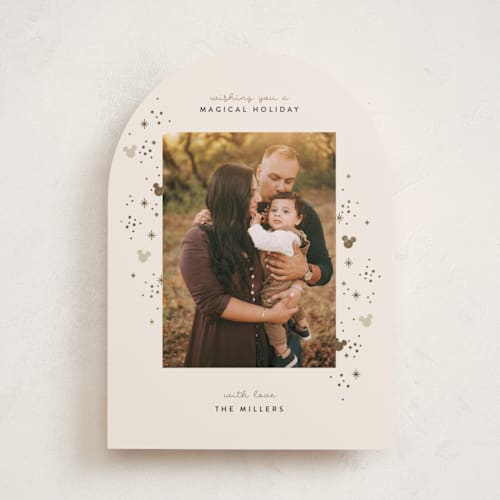 This is a sparkle foil pressed holiday cards with foil pressed by Pixel and Hank called disney mickey sparkle printing on recycled smooth signature in standard