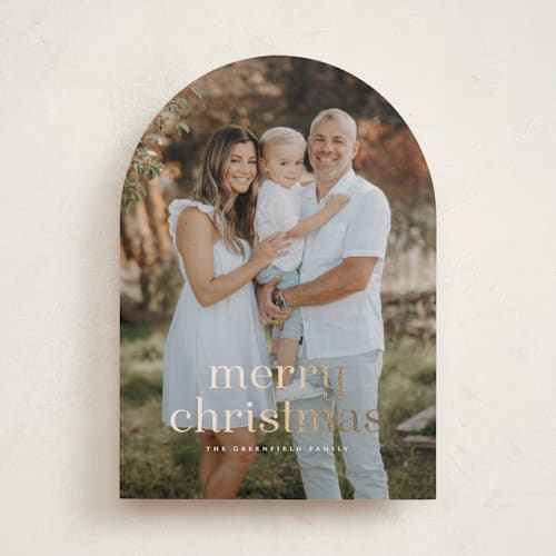 This is a blizzard foil pressed holiday cards with foil pressed by Wildfield Paper Co called quartz printing on recycled smooth signature in standard