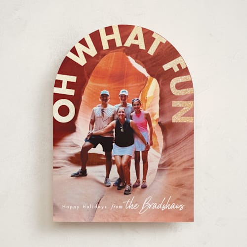 This is a snow foil pressed holiday cards with foil pressed by Karidy Walker called bold fun printing on recycled smooth signature in standard