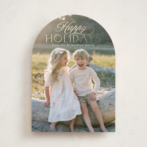 This is a snow foil pressed holiday cards with foil pressed by Deynaaz Daraei called ashby printing on recycled smooth signature in standard