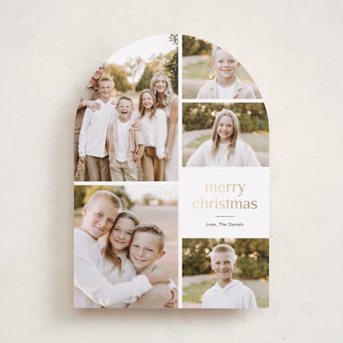 This is a ash foil pressed holiday cards with foil pressed by Carolyn MacLaren called photo lead printing on recycled smooth signature in standard